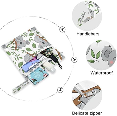 Kigai slatka spava koala medved 2pcs mokre suhe vrećice mokre suhe vrećice za bebe za bebe Vodootporna za višekratnu upotrebu s ručkom