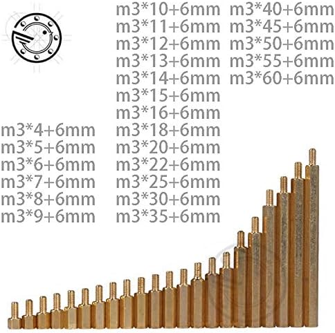 Vijak m3 muški 6mm x m3 ženski 4-60 mm mjehur za odvodnik M3 +6 bakreni šesterokutni stud odstojni šumlijski stubovi m3 + 6 mm -