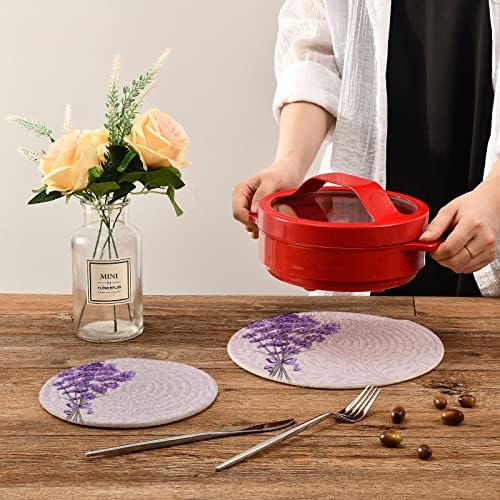 Alaza buket ljubičasta cvijeće lavanda držači za držač potkoljenica Trivets Set 2 kom, potori za kuhinje, pamučne podmornice za vruće posuđe / vruće posude i gaćice / hot