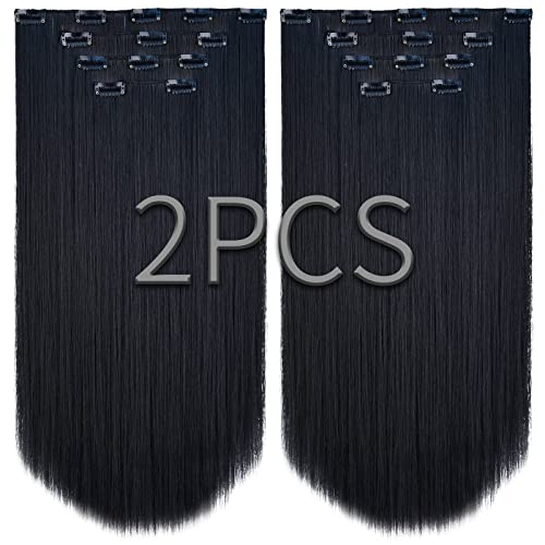 Black Hair Extension, Clip Hair Extensions SYXLCYGG Hair Pieces Synthetic 22 Straight Cheap Natural 18 Curly Fluffy& Nije zapetljana bijela žena djevojka Srebrna tamno smeđa plava siva puna glava（2kom）