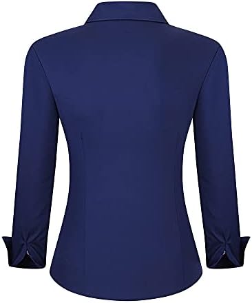 Warhorsee Womens Dugme Down Majica Dugih rukava Radne haljine, V izrez Easy Care Stretchy Business Casual Bluze za žene