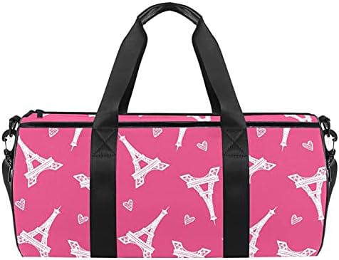 MaMacool Pink Eiffelov toranj Love Pattern torba za nošenje preko ramena platnena putna torba za teretanu Sport Dance Travel Weekender