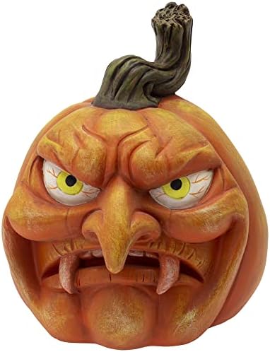 Boston International Halloween Pumpkin Face Spooky Stolni Ukrasi, 6 Inča, Lucifer Očnjak