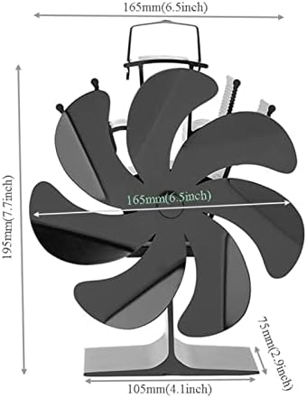 SYXYSM ventilator za kamin crni ventilator peći na 7 topline Ultra tihi Cirkulirajući drveni ventilator za peći na toplotu za kućni funkcionalan