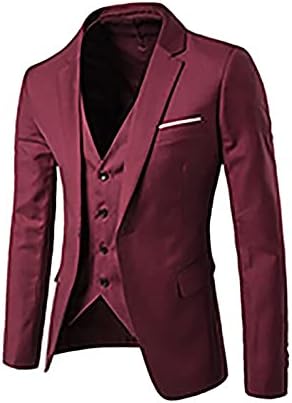 Muški set od 3 komada čvrstog odijela, jedan gumb Slim Fit casual blezer jakna prsluče Business Notch Lapel Tux haljina