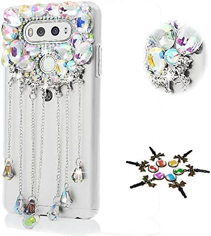 STENES Bling futrola za telefon kompatibilna sa kućištem LG K22-stilski-3d ručno rađena [Sparkle serija] Flowers Floral Heart Pearl privjesak svjetlucavi dijamantski vještački dijamant dizajn poklopac - Clear