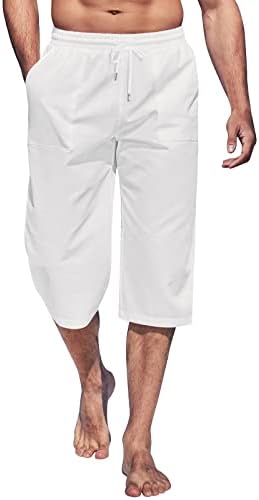Meymia muške pamučne pantalone modne čvrste boje labavi fit srednji porast struk za crtanje kotlat sa džepovima