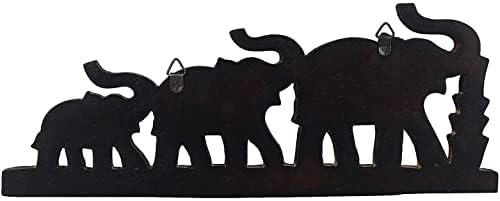 Drveni držač za ključeve '' Trostruki slont '' Dizajn Kuka za ukrasne drvene tipke, kancelarijski ključevi organizator Ručno rađeni