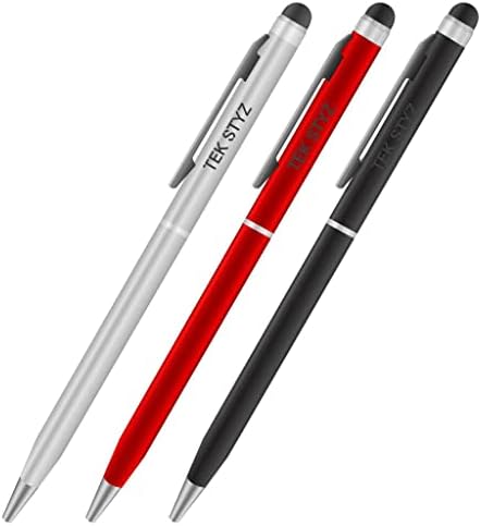 Pro stylus olovka za Alcatel OneTouch Evolve s tintom, visokom preciznošću, ekstra osetljivim, kompaktnim obrascem za ekrane na dodir [3 pakovanje-crno-crveno-srebrna]
