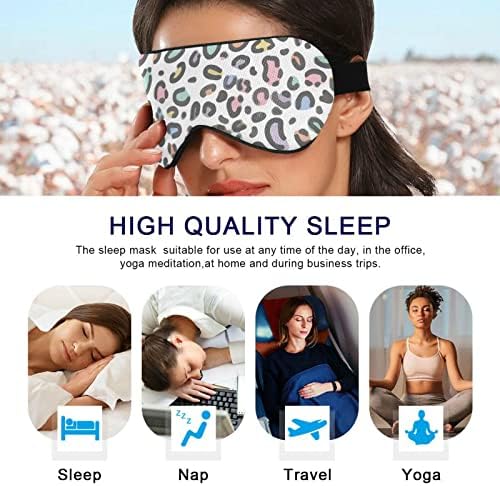 Unisex Sleep maska ​​za oči Pastel-Rainbow-Leopard Noćna maska ​​Komforna pokrivača sjenila za spavanje