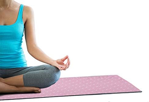 AMBESONNE PINK POLKA DOTS Yoga Mat ručnik, četkani mali okrugli oblici Veliki i mali nepravilni repetitivni, neklizajući znoj upijaju joga pilates pokrivač za vježbanje, 25 x 70, blijedo ružičasto bijelo