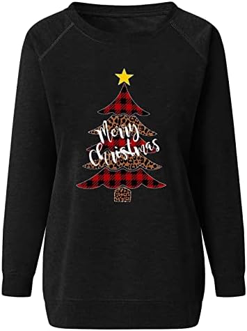 Ležerna dukserica za žene Vintage Dugi rukav pulover bluza za Božićnu štampu karirane Leopard grafičke majice
