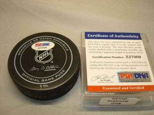 Matt Beleskey potpisao Anaheim Ducks zvanična utakmica Hockey Puck Auto PSA / DNK COA 1A-potpisani NHL Paks