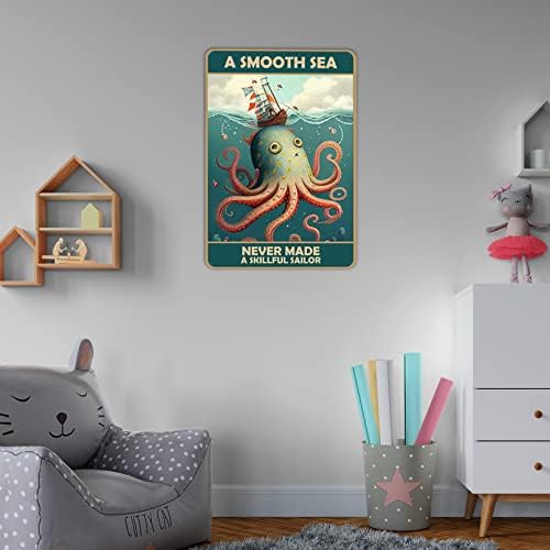 Eus Jedrenje Nautički zidni dekor za djecu, hobotni motivacijski dekor Pokloni za dječake Djevojke Kupatilo Spavaća soba