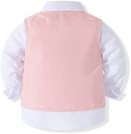 Yonghs Baby Boys 3pcs Odjeća za odjeću dugih rukava s rukavima s lukom + tuxedo prsluk + hlače