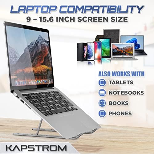 KapStrom aluminijumsko postolje za Laptop, ergonomsko 7 tačaka podesivo, lagano, prenosivo & amp; sklopivi podizač za laptopove i notebook računare 9-15. 6 inča