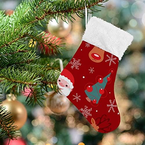 ALAZA Božićne čarape Santa i jelena klasična personalizirana mala ukrasa za čarape za obiteljski odmor sezona Party Decor set od 4,7,87