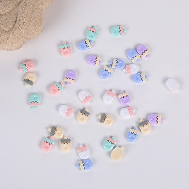 50kom ljetna Nail Art dekoracija 11x7mm Popsicle u obliku noktiju smola Gems dizajnerske čari za Kawaii Nail Art 3D potrepštine -