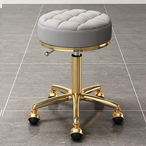 Esgt okretna stolica sa točkovima okrugla valjana stolica PU Koža, Podesiva visina Kancelarijska masažna Salon stolica 360° rotacija