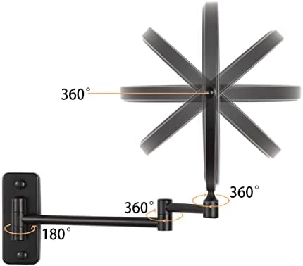 Kaiiy zidno ogledalo za šminkanje-5x uvećanje 8 dvostrano okretno proširivo kupatilo Hotel Kozmetičko ogledalo mat crno