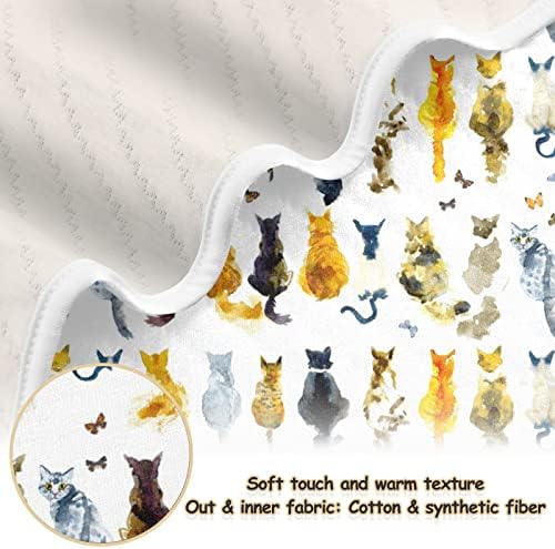 Swaddle pokrivače mačke leptiri pamučni pokrivač za dojenčad, primanje pokrivača, lagana mekana prekrivačica za krevetić, kolica, rabljeni deke, 30x40 u