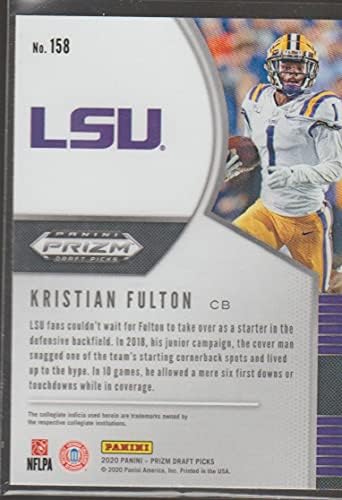 2020 Panini Prizm Nacrt Picks Collegiate Fudbal # 158 Kristian Fulton LSU tigrovi Nacrt odabire rookie karticu Službena NCAA trgovačka karta iz Panini America