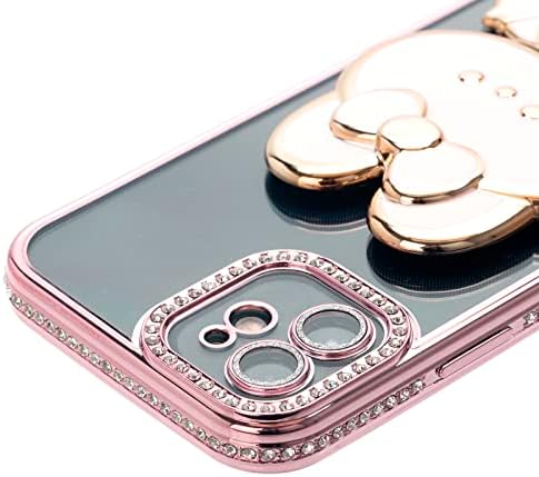 iFiLOVE za iPhone 11 slatka futrola, djevojke žene djeca Luksuzni Bling dijamantni vještački dijamant zečji stalak za ogledalo meka