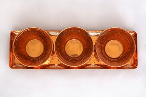 Alchemade čista bakrena ladica sa tri zdjele - pravokutni metal ploča za posluživanje ladica sa zdjelicama za zabave ili svakodnevnu