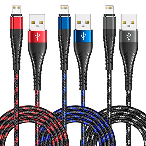 3Coluful iPhone-litarni kabel 6FT 3packs Premium USB Cord za punjenje, Apple MFI certificirani za iPhone punjač, ​​iPhone 13/12/11