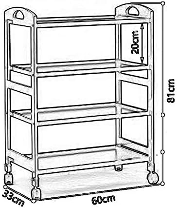 4 Police Utility Rolling Cart na točkovima za Salon Spa Beauty, kolica za mobilne usluge za restoran Hotel/60 * 33 * 81Cm / Khaki/60 * 33 * 81, PIBM, kaki, 60 * 33 * 81Cm