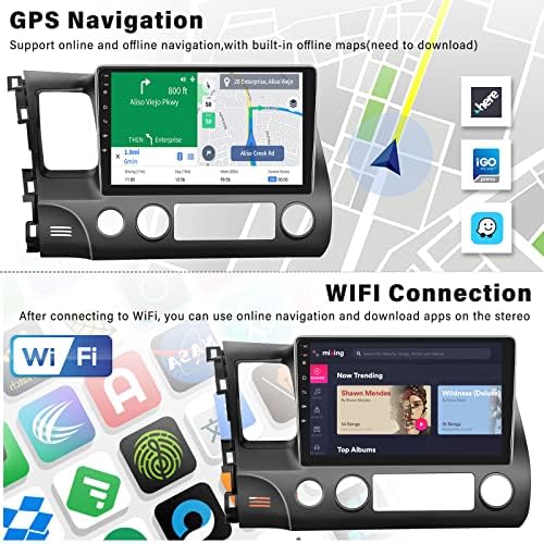 Android 11 Auto Radio Stereo za Honda Civic 2006 2007 2008 2009 2010 2011 sa Apple Carplay Android Auto Bluetooth 10.1 inčnim ekranom osetljivim na dodir u Dash GPS glavnoj jedinici sa WiFi HiFi FM RDS rezervnom kamerom MIC