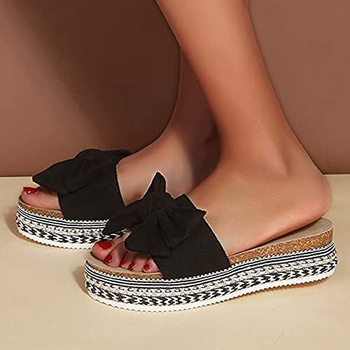 Iqka ženske sandale ljetne papuče platforma Bowknot klin otvoreni prst Klizanje na Ležerne cipele udobne tobogane na plaži