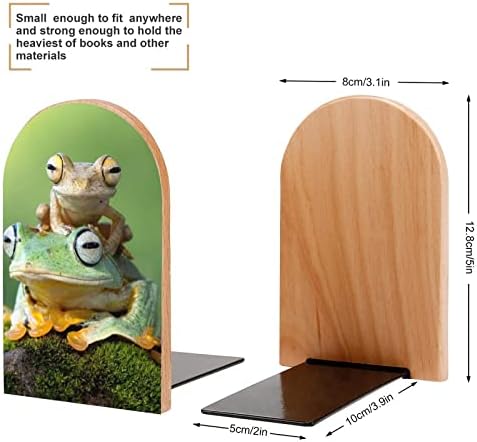 Oyihfvs drvena žaba beba i Mama 2 kom drveni krajevi knjiga, držač police za knjige Neklizajući drveni držači za knjige stalak za