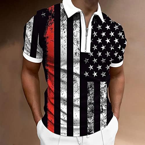 Bmisegm ljetne muške majice muške 3d digitalne štampe rever sa zatvaračem kratke rukave košulja Casual Moda Dugi rukav