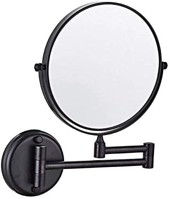 DELETO ogledalo za šminkanje 8-inčno dvostrano okretno zidno ogledalo, proširivo sklopivo kupatilo za brijanje Kozmetičko ogledalo za šminkanje-3x / 1x uvećanje sa bušenjem ili bez bušenja crno