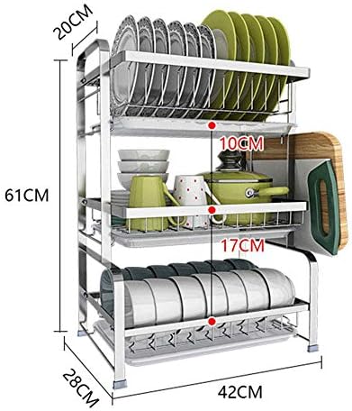 SJYDQ odvodni regal za odvod za odvod nosač nosača od nehrđajućeg čelika 2-tier kuhinjski sušenje za sušenje sa kapljicom