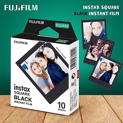 Fujifilm Instax Squax SquaX Crni trenutni film sa albumom, okvirima i fibertikom Oprema za čišćenje mikrovlakana za čišćenje paketa