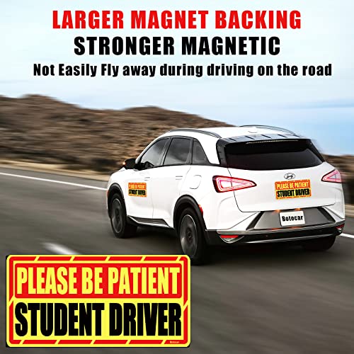 Botocar Student vozač Auto magnet, 2 paket Super Veliki Molimo budite znakovi vozača strpljivog vozača za automobil, reflektirajuće