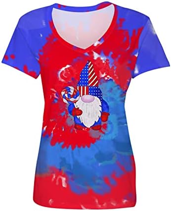 4. jula vrhova ženska američka zastava majica kratkih rukava V izrez Patriotske majice Dan neovisnosti Bluze