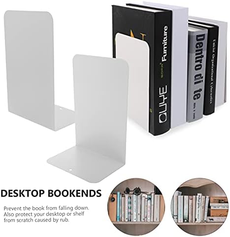 VORCOOL 2Pcs Metal Bookend White Bookstop Non Skid book Support desktop Book Stoppers za kućne škole Office student school Supplies