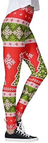 LMSXCT Womens Funny tiskane ružne božićne tamke mekaste rastezljive xmas tajice visokog struka Trčevi temmy Control yoga hlače