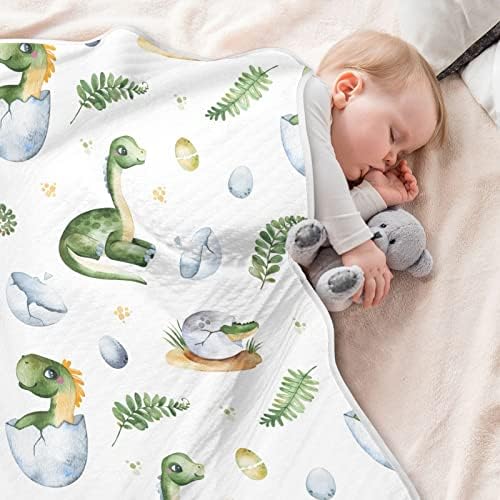 Kigai Slatka dinos Baby pokrivač za dječake, mekani ugodno reverzibilno rasadnik za prekrivanje pločica za dječje dječje dječjeg dječjeg