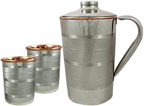 Čelični bakarski soč za bakar kapacitet-1500 ml van čelika unutar bakrenog vrča sa dvije čaše