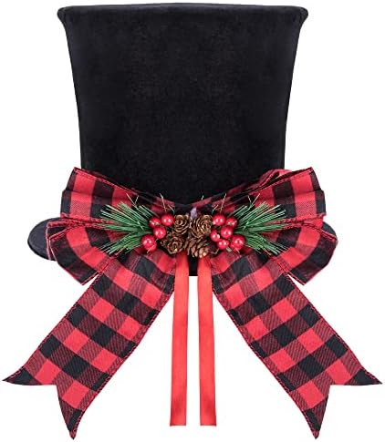 CODREE božićno stablo, šešir za božićno drvce Dekorativni gornji šešir sa crvenim bivolom plairani luk-crni sklopivi baršunasti kapu