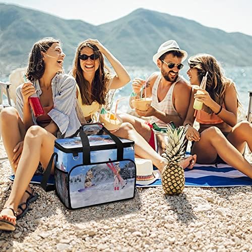 Slatka kutija za skijanje Chihuahua i Bunny izolovana nepropusna torba za hlađenje ramena za ručak za radna putovanja na piknik na plaži 15,4 x12
