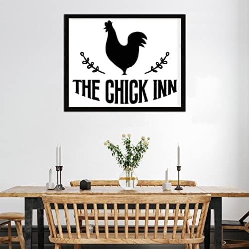Cocacken The Chick Inn Drvena ploča sa ohrambenim okvirom rekavši elegantni potpis Wood Framed 16 x 20 Smiješan viseći zidni umjetnički