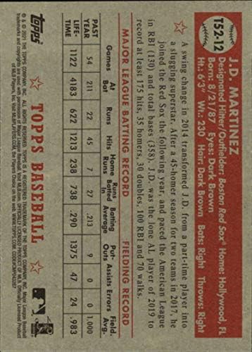 2021 TOPPS serija 1 Baseball 1952 TOPPS Redux T52-12 J.D. Martinez Boston Red Sox Službena MLB kartica za trgovanje