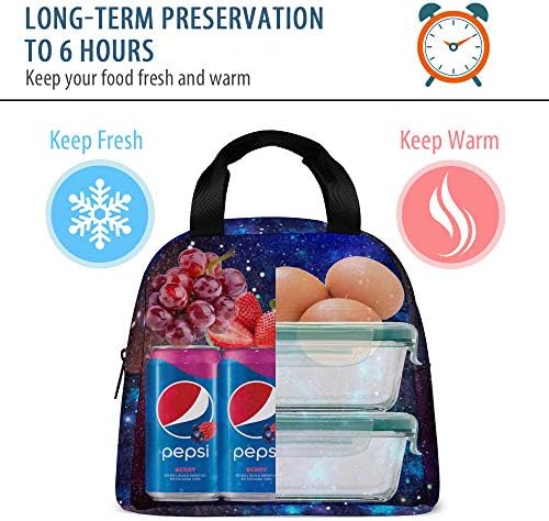 Outer Space Galaxy torba za ručak, tote torba za višekratnu upotrebu kutija za ručak za dječake i djevojčice, izolovana hladnjača posuda za ručak s prednjim džepom za žene i muškarce na otvorenom izlet ribolov putni rad