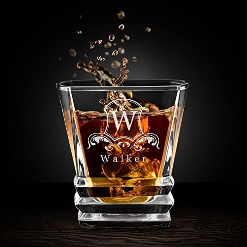 Maverton ugravirane čaše za viski za muškarce-šolje za piće za rođendan - personalizovani set stakla - geometrijske čaše za poznavaoce viskija-prilagođeno stakleno posuđe za njega - Blazon