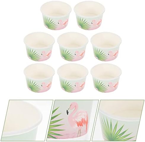 Hemoton Hawaiian Party Supplies 8kom papirne čaše za sladoled desertne posude Flamingo uzorak potrepštine za zabavu poslastice šolje Parfait predjelo šolje Puding porcija šolje za posudu za tortu od jogurta